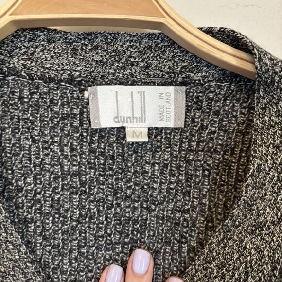 Dunhill 100% Cashmere V Neck Sweater Men Medium Gray Knit Scotland - Stain - Picture 2 of 7